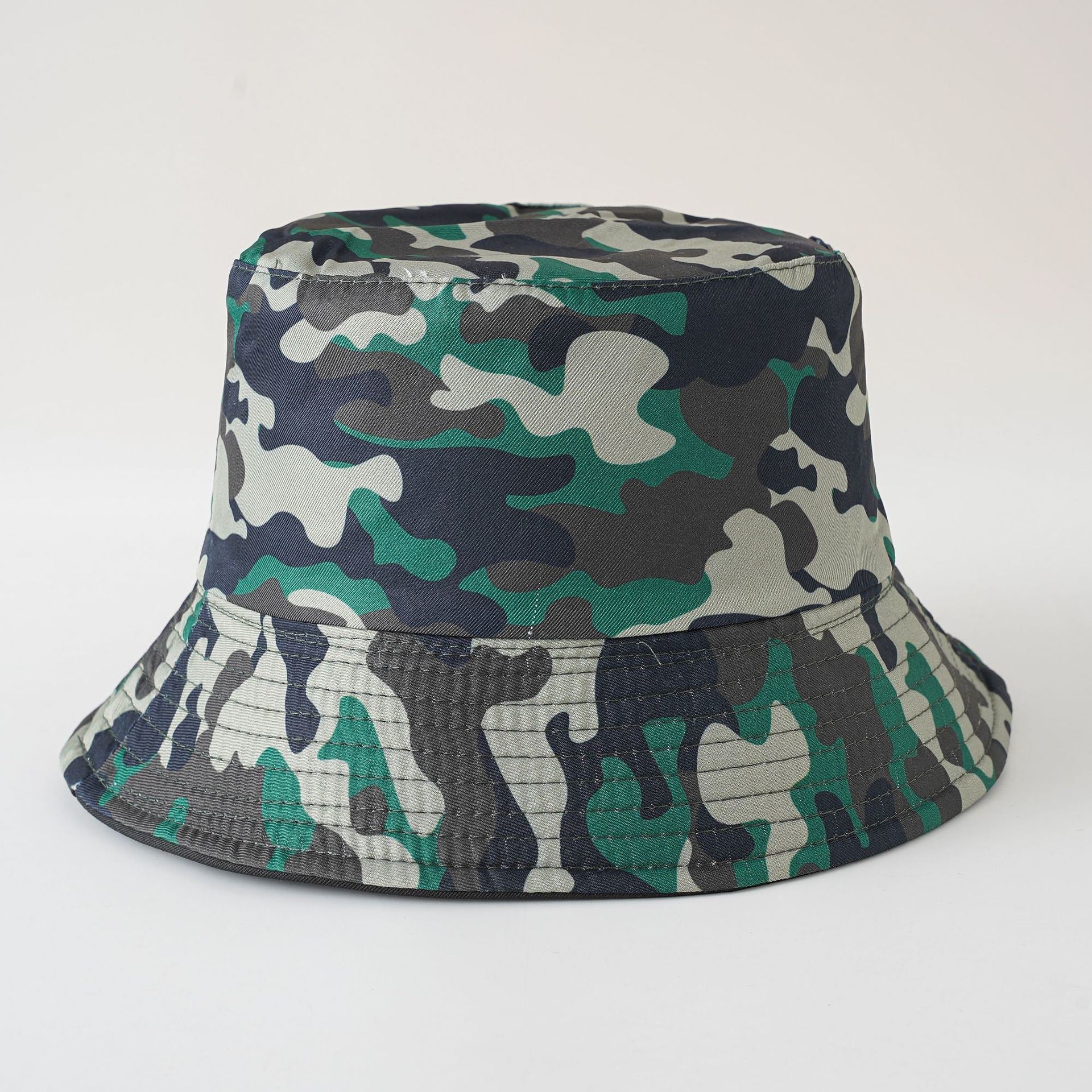 Double-sided fisherman hat new summer sun hat women's casual fashion trendy foldable camouflage pot hat Doba Army Green